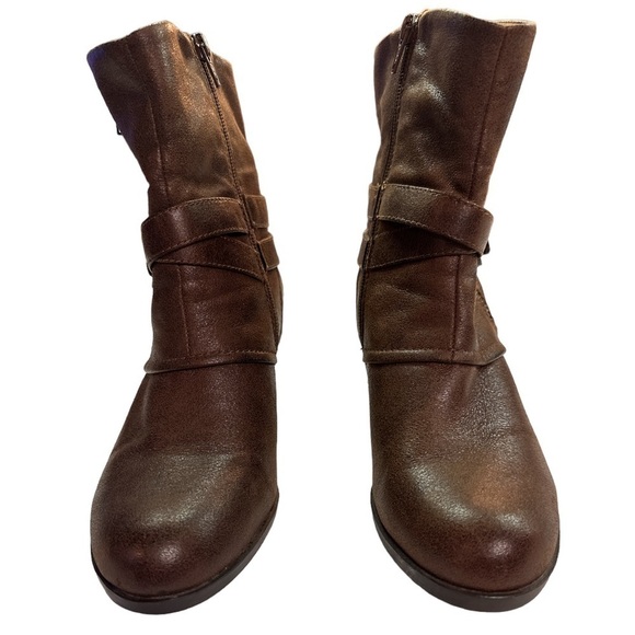 Bare Traps Arlyn Mid-Brown Zippered Stacked Heel Boots Nonskid Sole 7.5 - Picture 3 of 15
